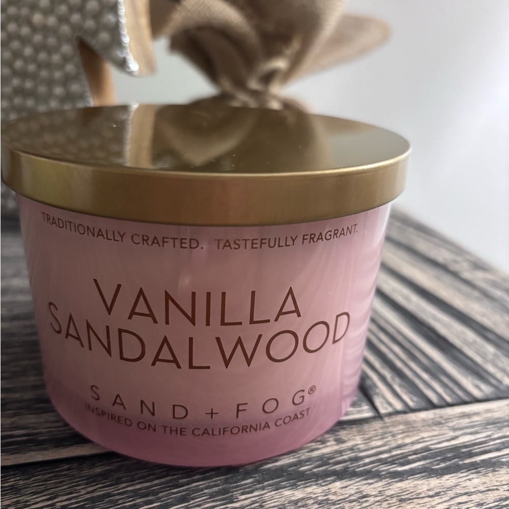 Sand + Fog Vanilla Sandalwood Candle - Pink and Gold